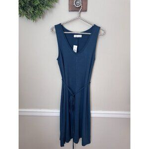 NWT Lou & Grey For LOFT Size Small T-Shirt Dress Sleeveless Teal Belted